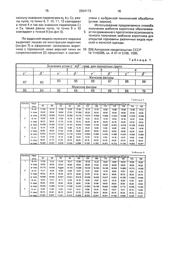 Способ выполнения шаблона воротника (патент 2004173)