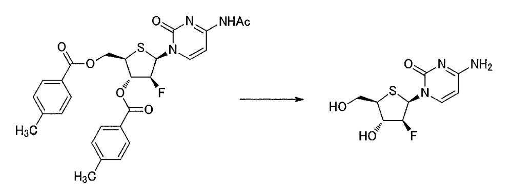 Синтетическое промежуточное соединение 1-(2-дезокси-2-фтор-4-тио-β-d-арабинофуранозил)цитозина, синтетическое промежуточное соединение тионуклеозида и способ их получения (патент 2633355)