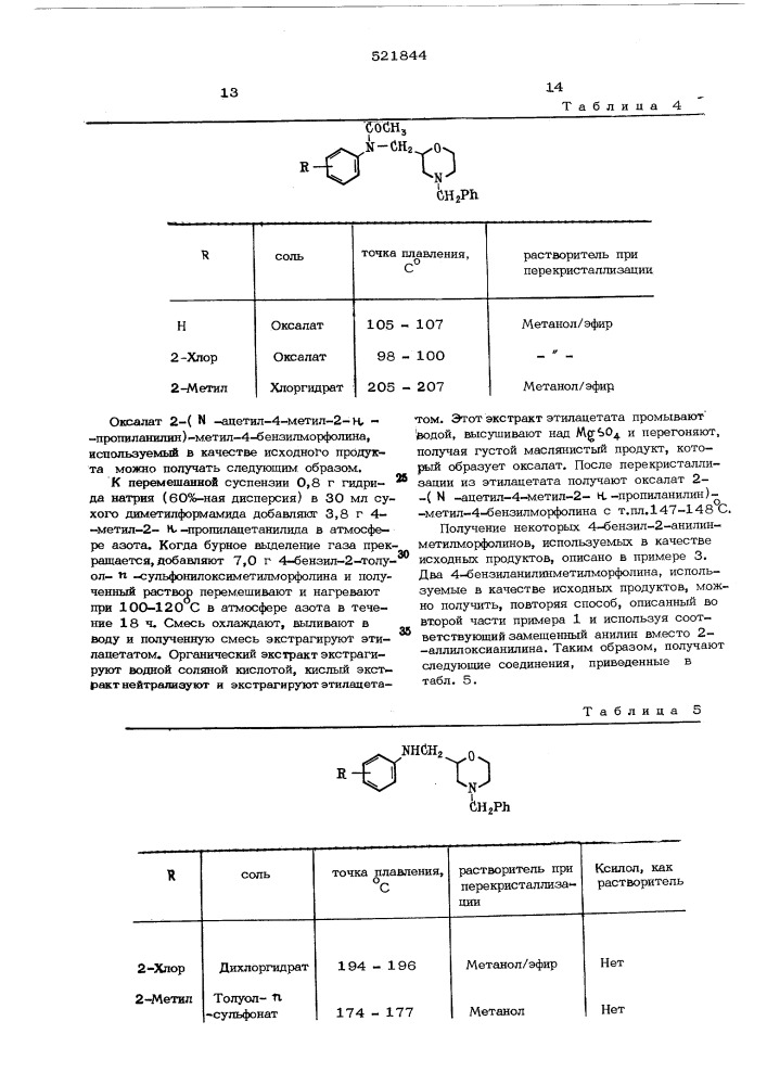 Способ получения производных морфолина (патент 521844)