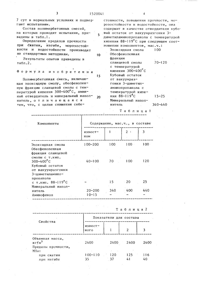 Полимербетонная смесь (патент 1520041)