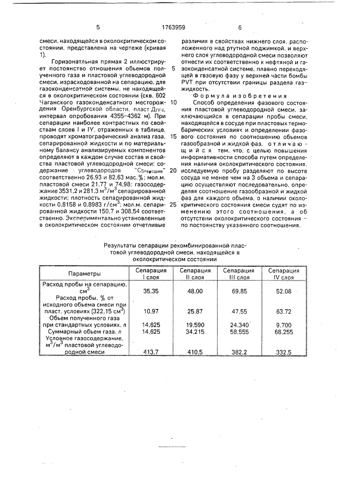 Способ определения фазового состояния пластовой углеводородной смеси (патент 1763959)