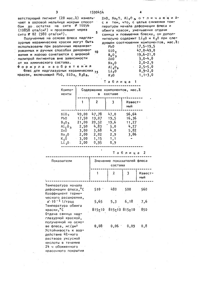 Флюс для надглазурных керамических красок (патент 1590454)