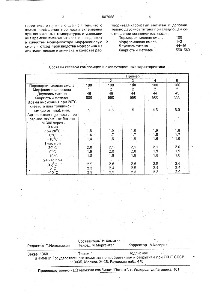 Клеевая композиция (патент 1807068)