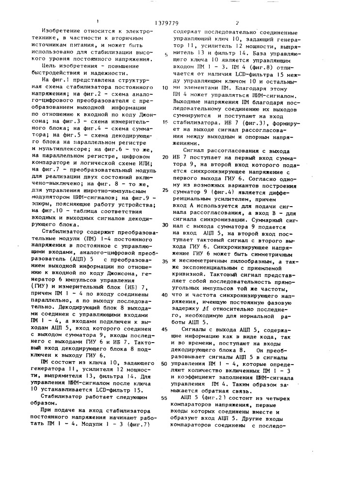 Стабилизатор постоянного напряжения (патент 1379779)