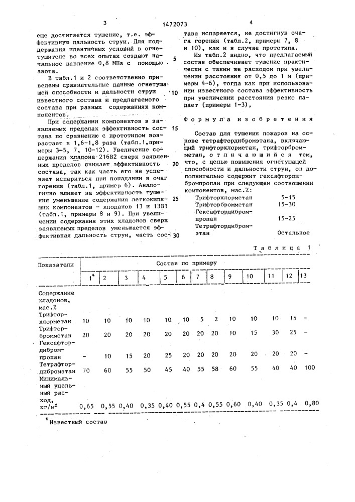 Состав для тушения пожаров (патент 1472073)