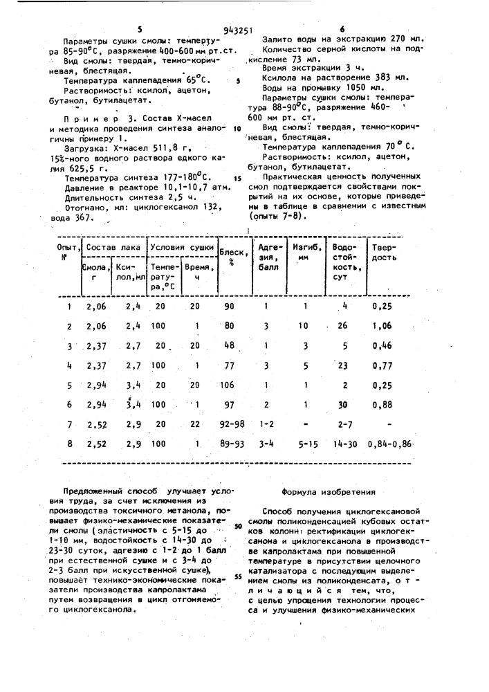 Способ получения циклогексаноновой смолы (патент 943251)