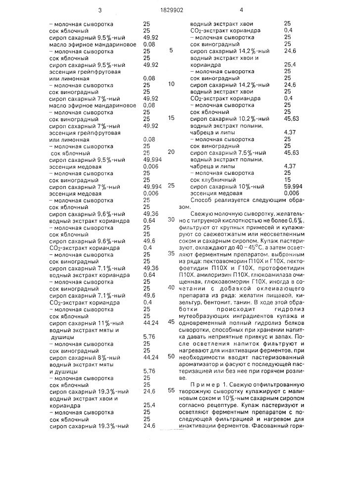 Способ производства напитка на основе молочной сыворотки (патент 1829902)