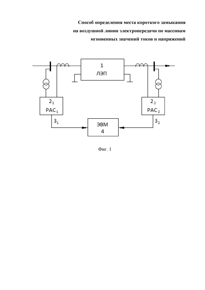 Способ определения места короткого замыкания на воздушной линии электропередачи по массивам мгновенных значений токов и напряжений (патент 2639590)