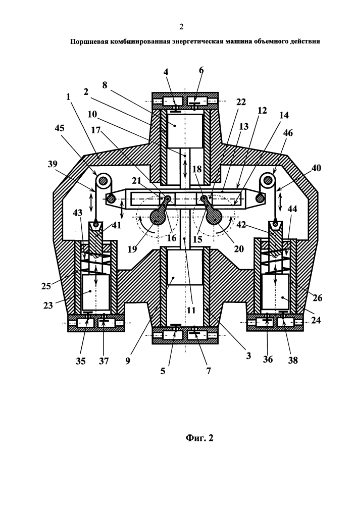 Поршневая гибридная энергетическая машина объемного действия с уравновешенным приводом (патент 2647011)