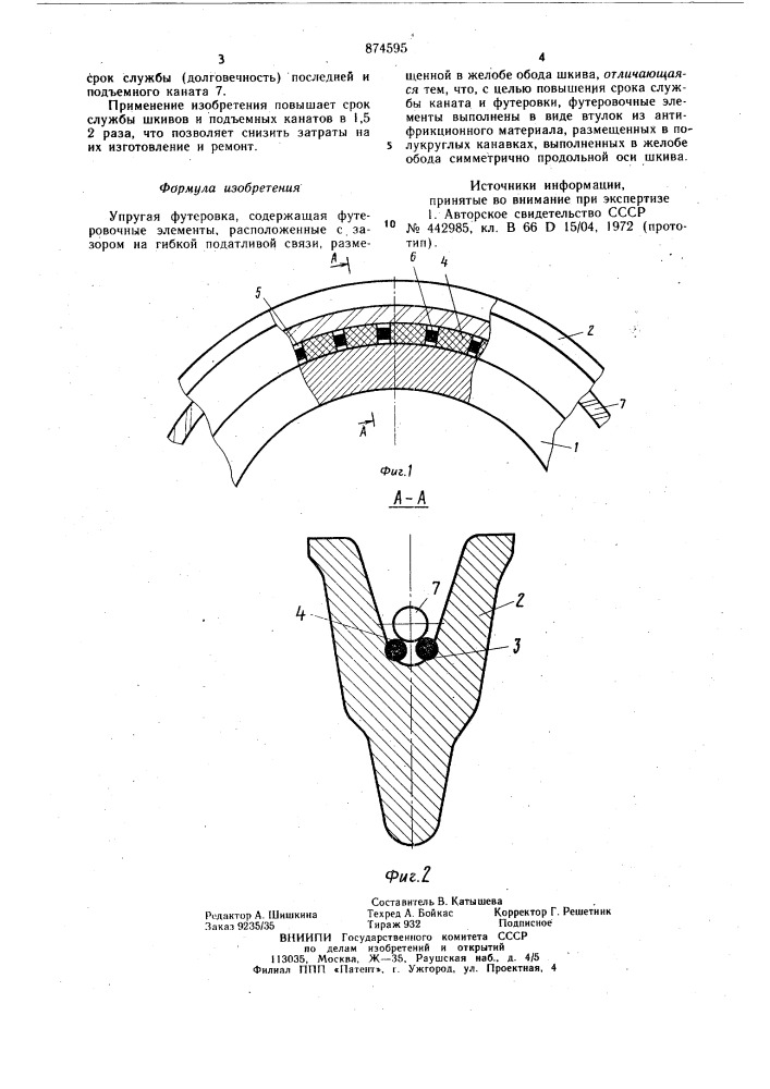 Упругая футеровка (патент 874595)