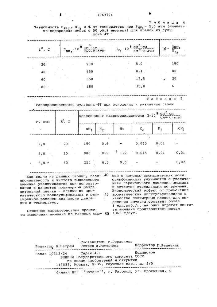 Способ выделения аммиака из газовых смесей (патент 1063774)