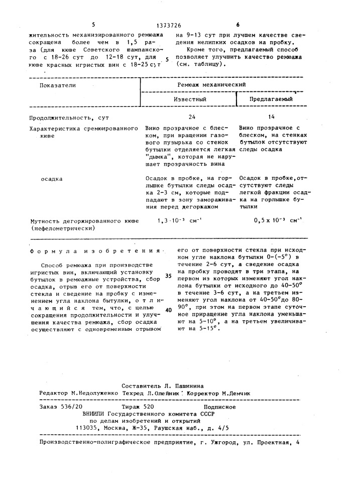 Способ ремюажа при производстве игристых вин (патент 1373726)