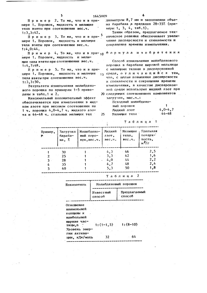 Способ измельчения молибденового порошка (патент 1645009)