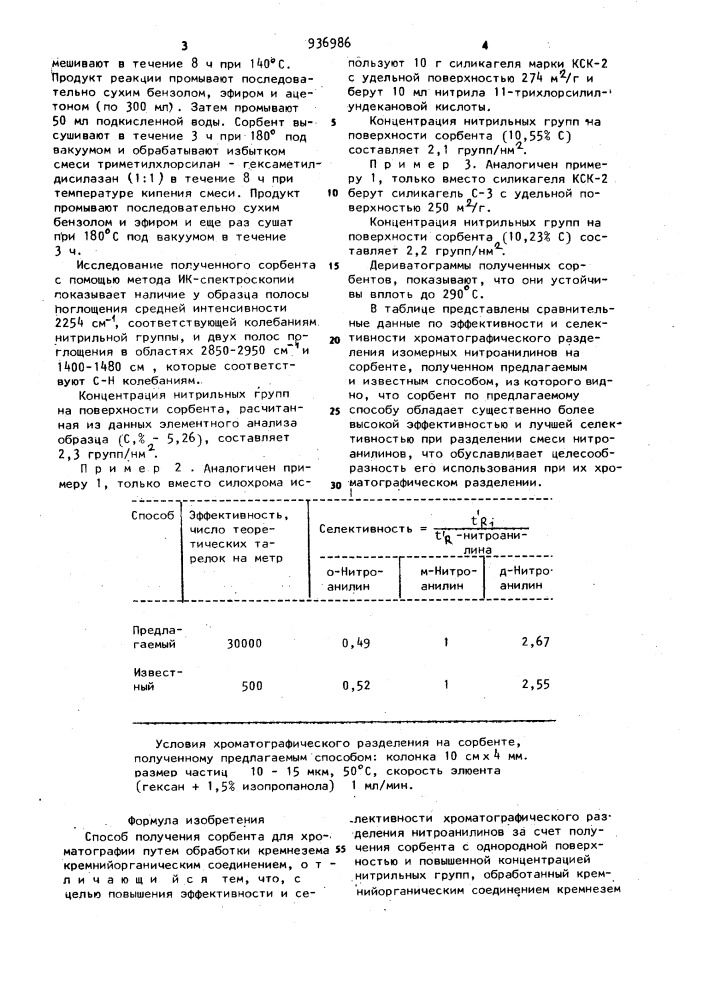 Способ получения сорбента для хроматографии (патент 936986)
