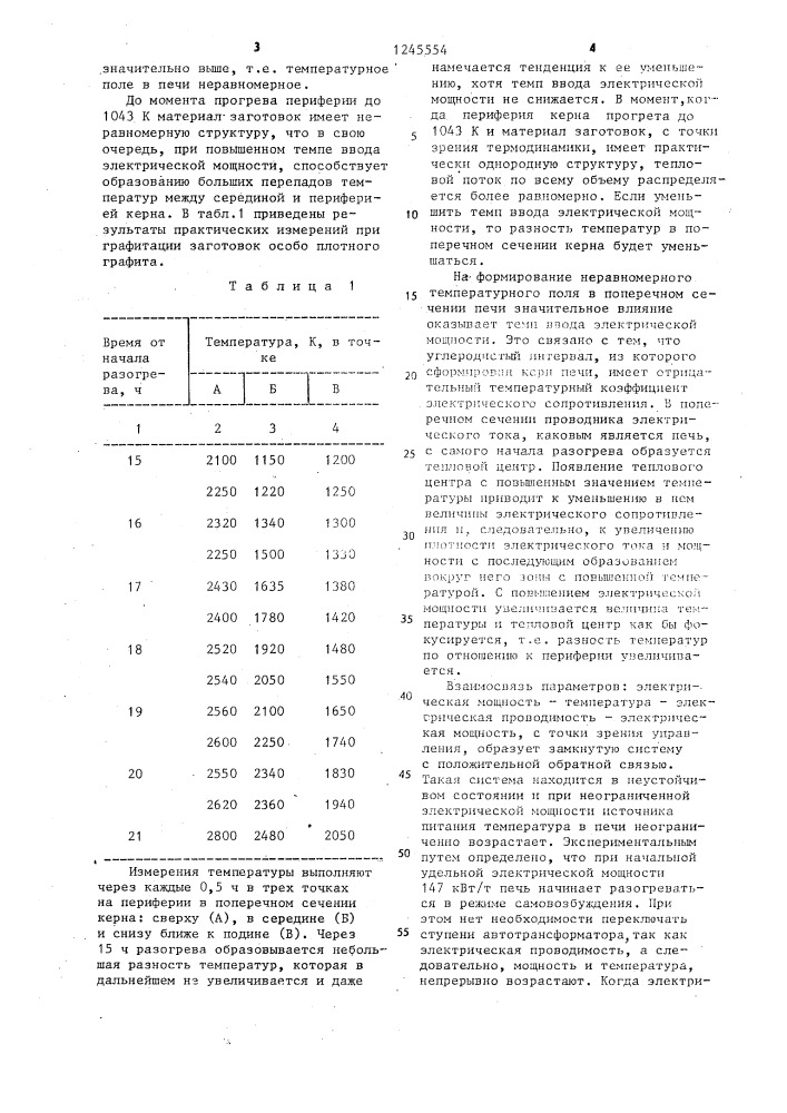 Способ управления процессом графитации в печи (патент 1245554)