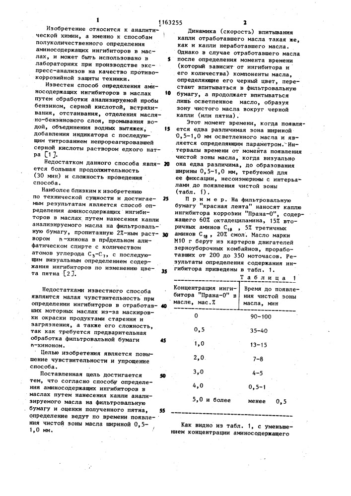 Способ определения аминосодержащих ингибиторов в маслах (патент 1163255)