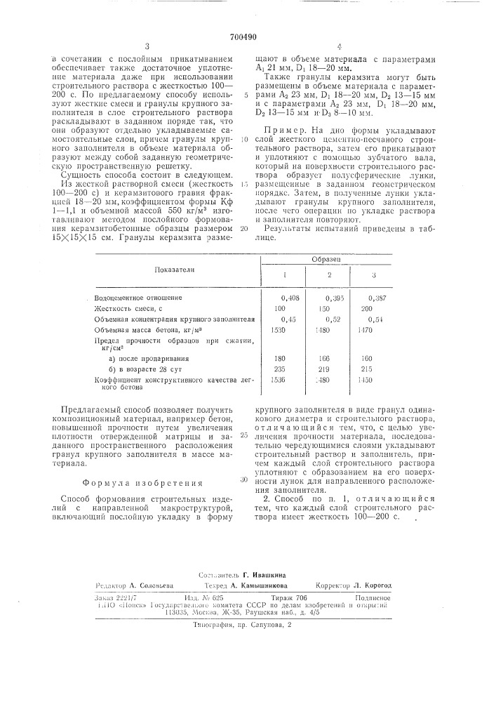 Способ формования строительных изделий (патент 700490)