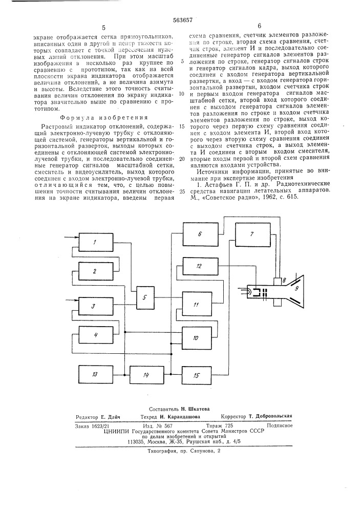 Растровый индикатор отклонений (патент 563657)