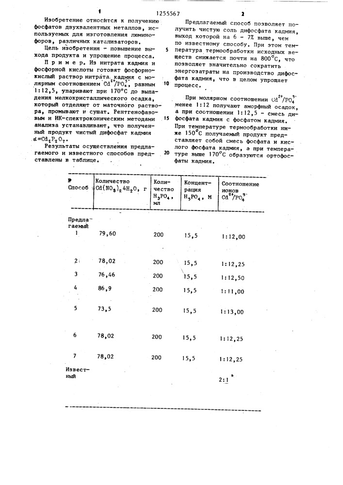 Способ получения дифосфата кадмия (патент 1255567)