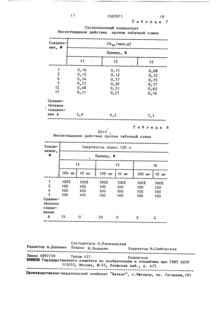 Инсектицидная композиция (ее варианты) (патент 1501911)