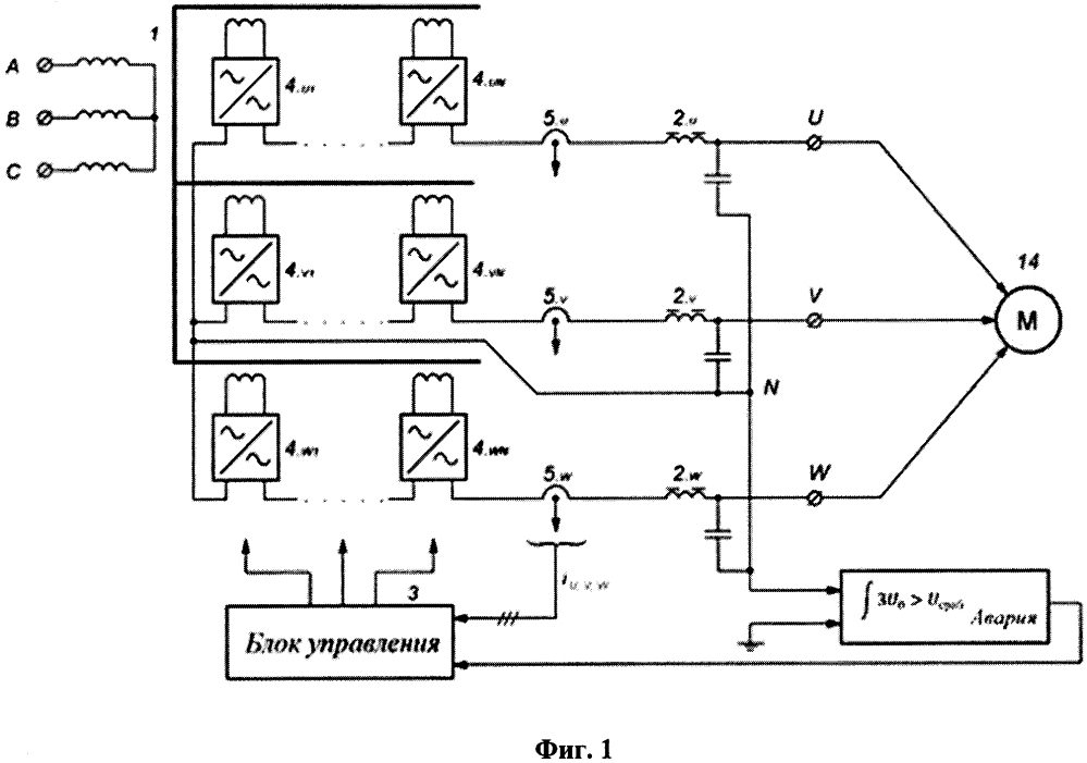 Статический многоуровневый преобразователь частоты для питания синхронных и асинхронных электродвигателей (патент 2634480)