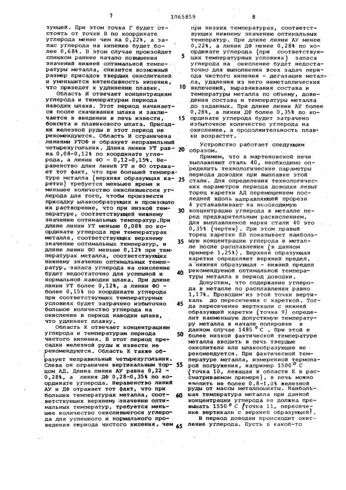 Устройство для определения технологических параметров периода доводки в мартеновской печи (патент 1065859)