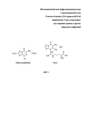 Инъекционный или инфузионный раствор l-аргининиевой соли 5-метил-6-нитро-1,2,4-триазоло[1,5-а]пиримидин-7-она моногидрата для терапии гриппа и других вирусных инфекций (патент 2586283)