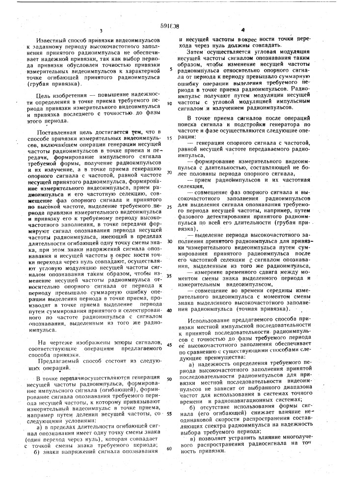 Способ привязки сигналов местной импульсной последовательности к принятой последовательности радиоимпульсов (патент 591808)