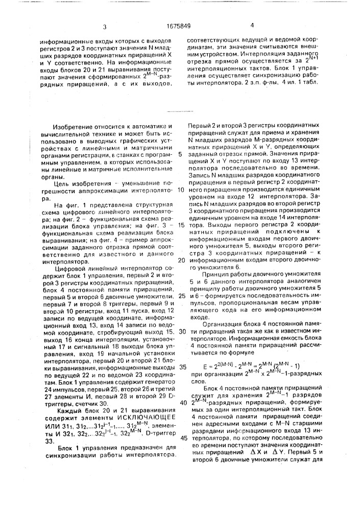 Цифровой линейный интерполятор (патент 1675849)