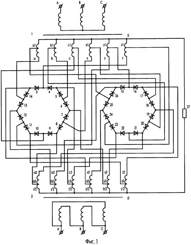 Преобразователь трехфазного переменного напряжения в постоянное (патент 2292626)