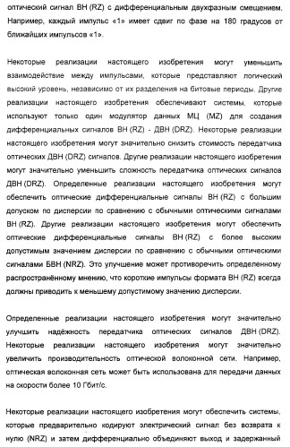 Система и способ для создания оптических сигналов с возвратом к нулю и дифференциальным двухфазным смещением (патент 2372725)