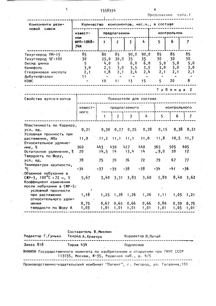 Резиновая смесь (патент 1558934)