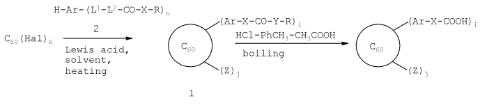 Арилированные поликарбоксильные производные фуллерена, способы их получения ковалентные конъюгаты, способ их получения (патент 2567299)
