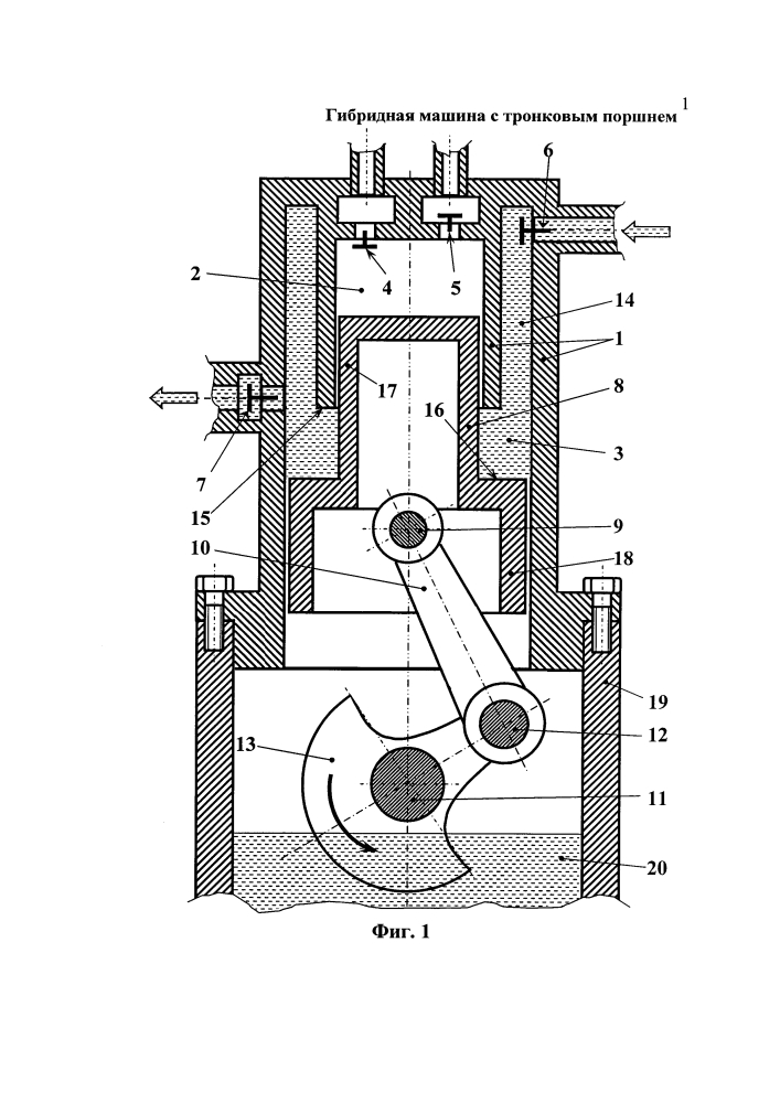 Гибридная машина с тронковым поршнем (патент 2644424)