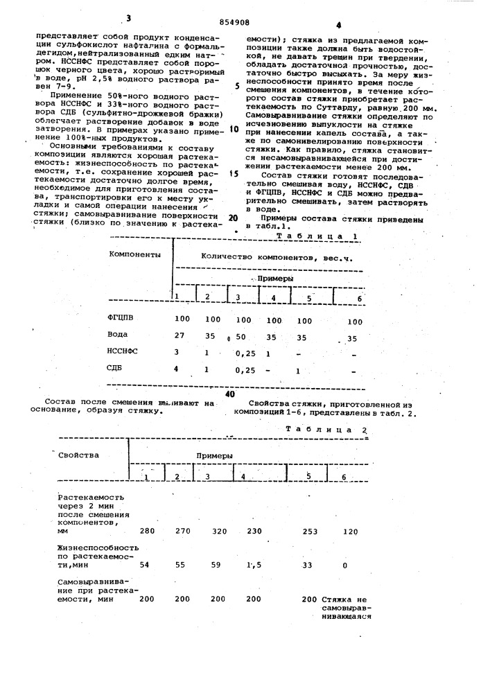 Композиция для устройства полов (патент 854908)