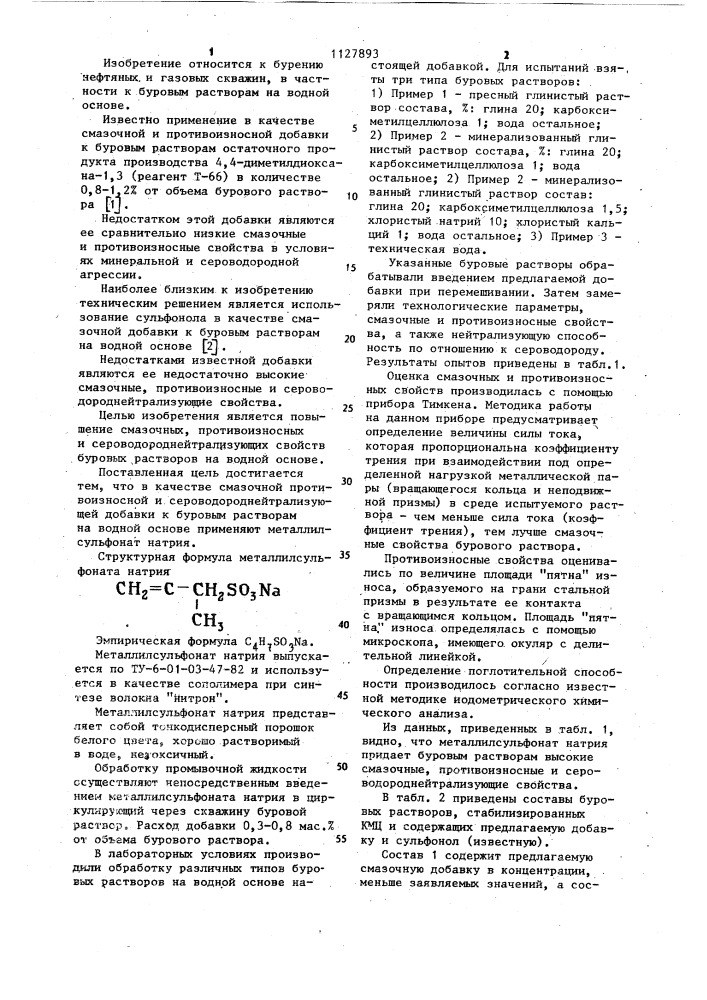 Смазочная,противоизносная и сероводороднейтрализующая добавка к буровым растворам на водной основе (патент 1127893)