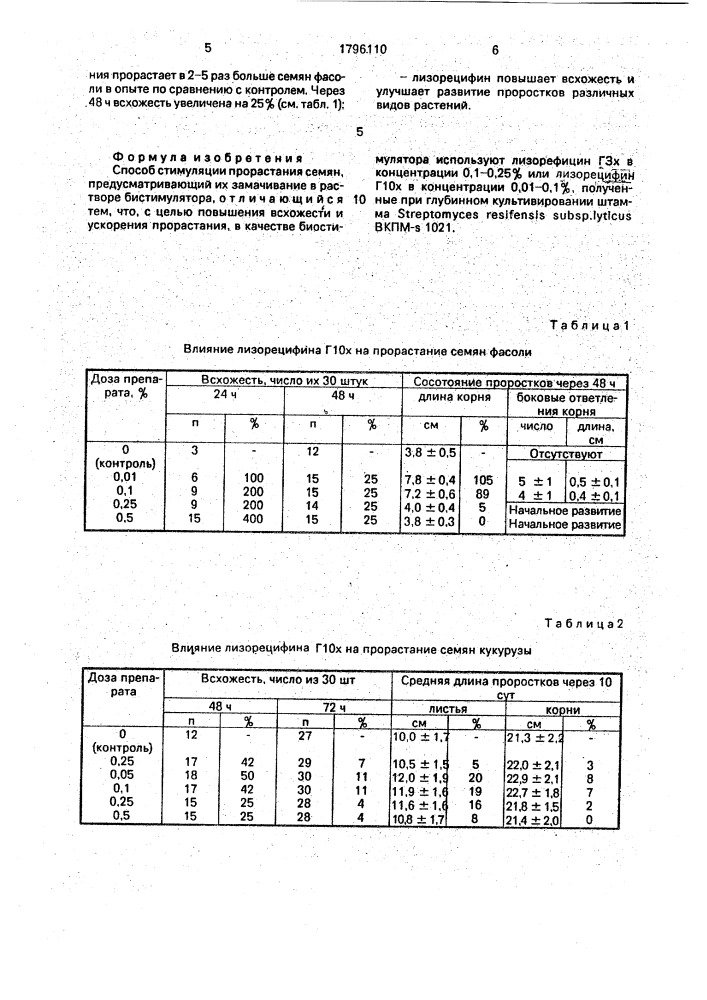 Способ стимуляции прорастания семян (патент 1796110)