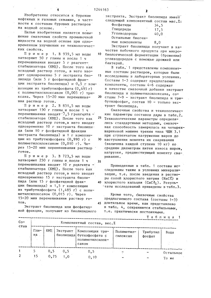Промывочная жидкость на водной основе (патент 1244163)