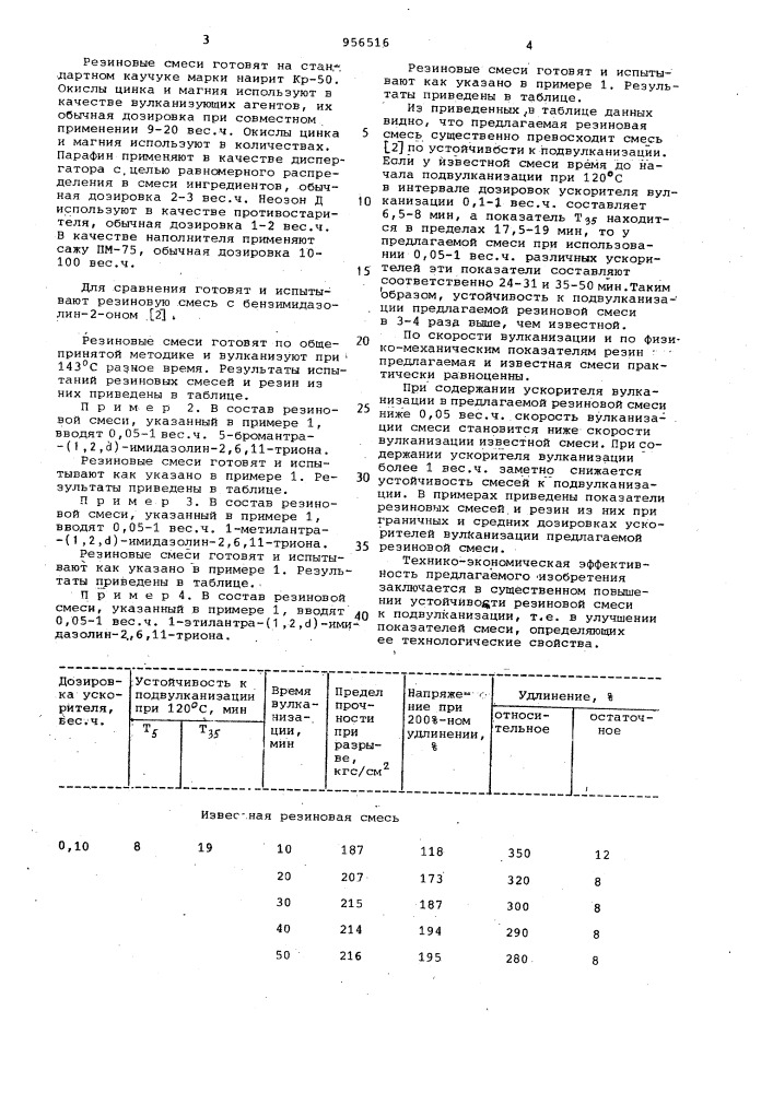 Вулканизуемая резиновая смесь (патент 956516)