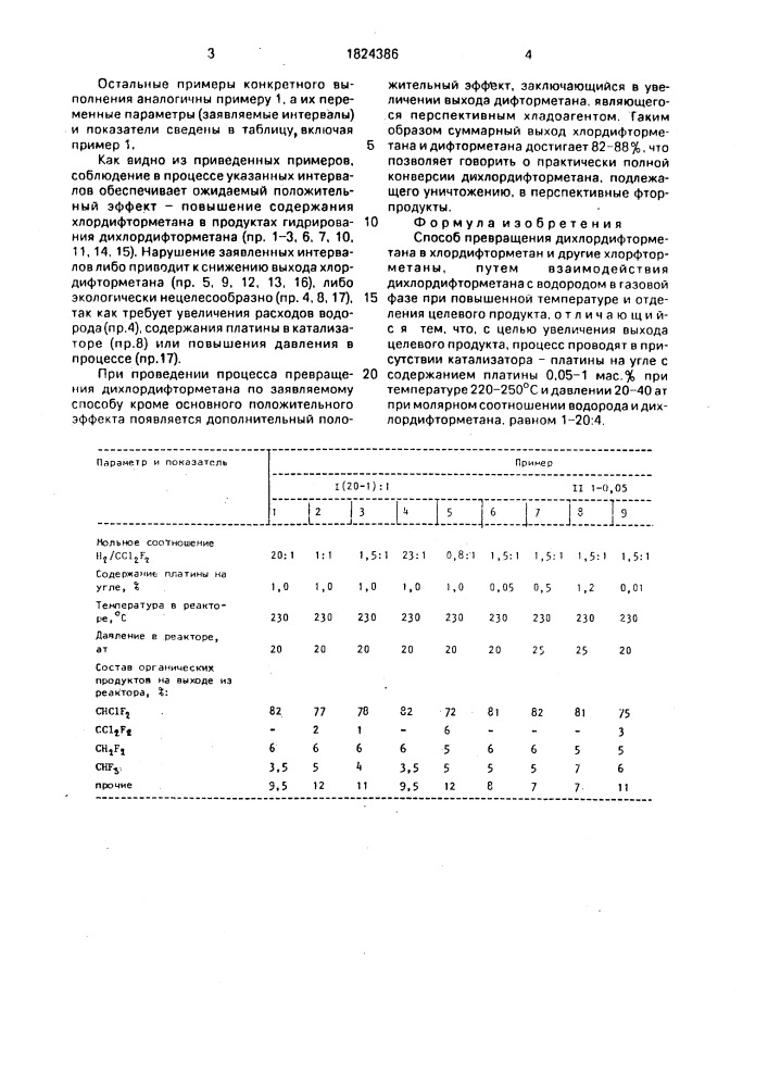 Способ превращения дихлордифторметана в хлордифторметан и другие хлорфторметаны (патент 1824386)