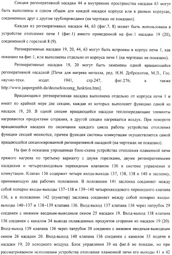 Способ тепловой обработки металла в пламенной печи прямого или косвенного нагрева (варианты), способ сжигания смеси жидкого или газообразного топлива и нагретого воздуха в пламенной печи прямого или косвенного нагрева, устройство отопления (варианты) и регенеративная насадка (варианты) для осуществления способов (патент 2324745)