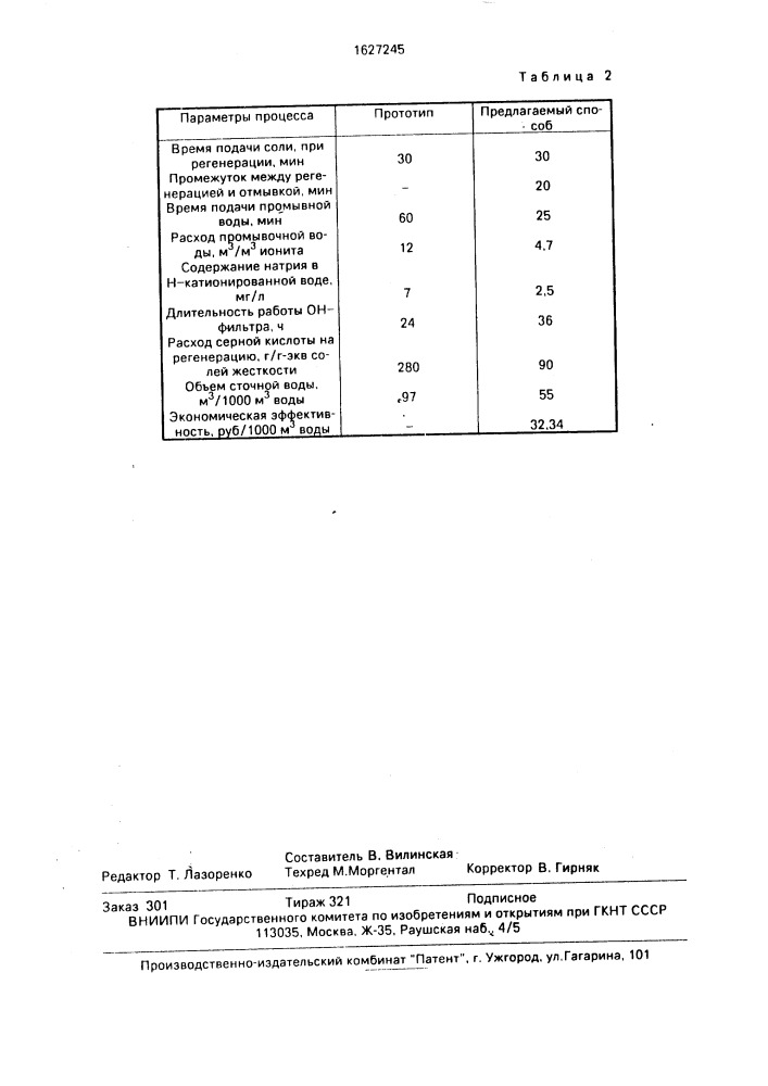 Способ регенерации катионитовых и анионитовых фильтров в установке для обессоливания и умягчения воды (патент 1627245)