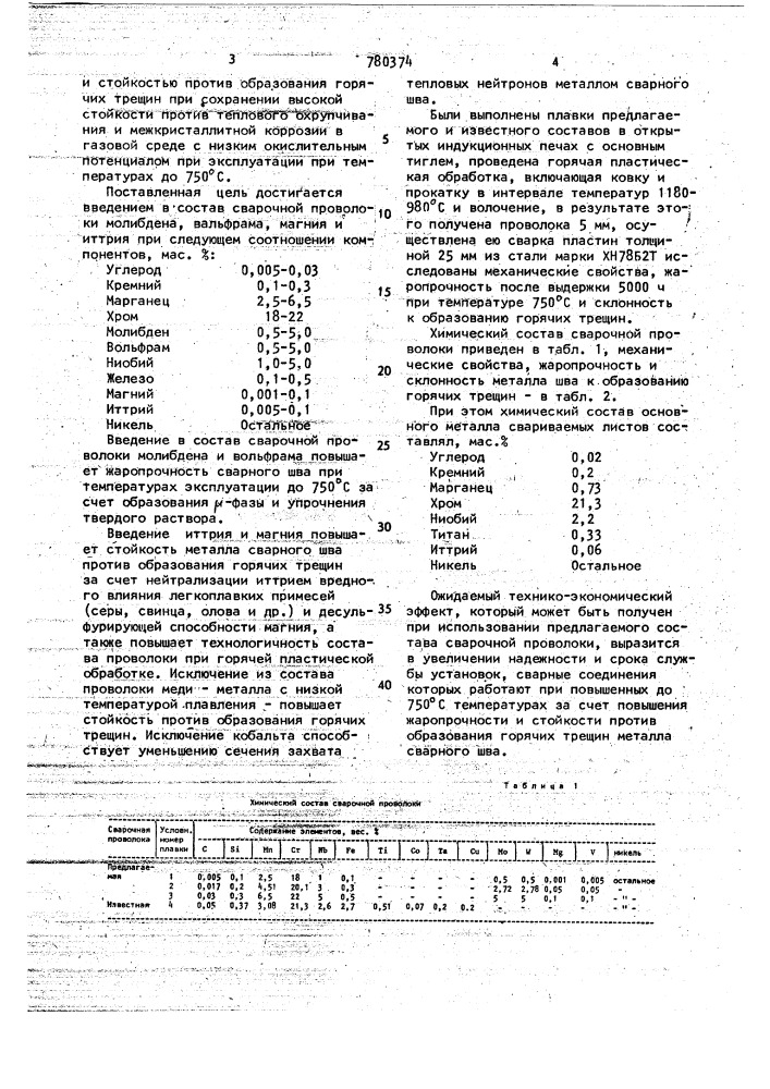 Состав сварочной проволоки (патент 780374)