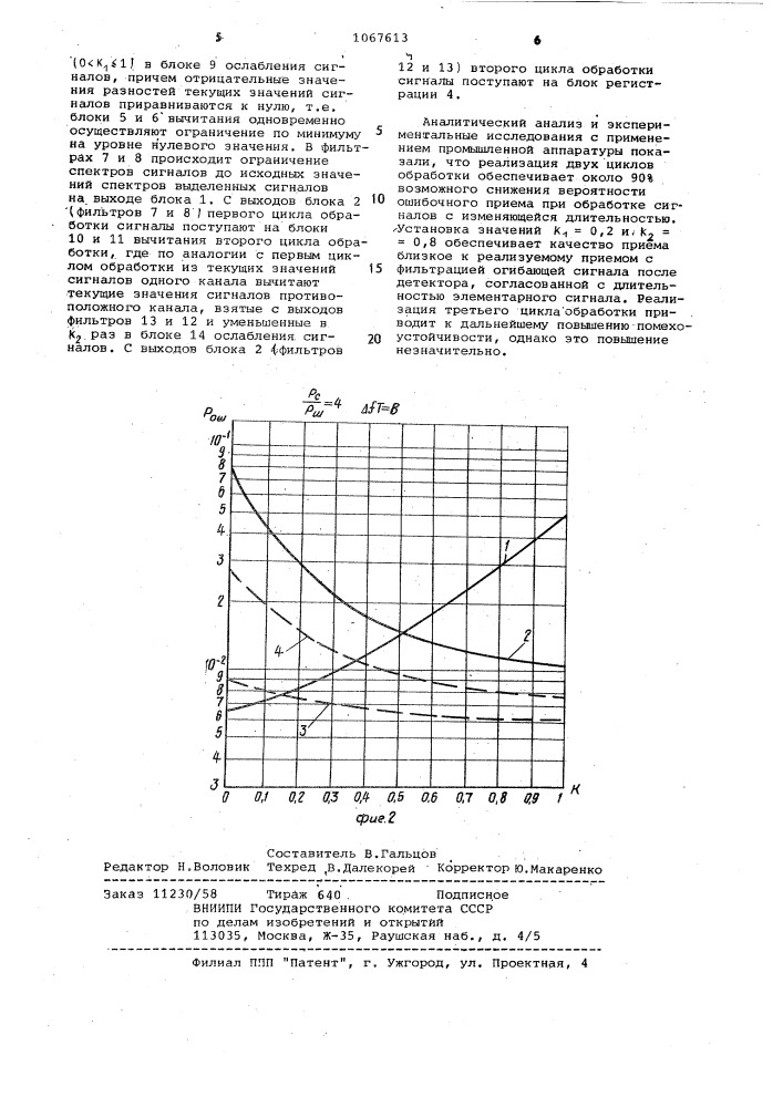 Способ некогерентного приема двоичных сигналов (патент 1067613)