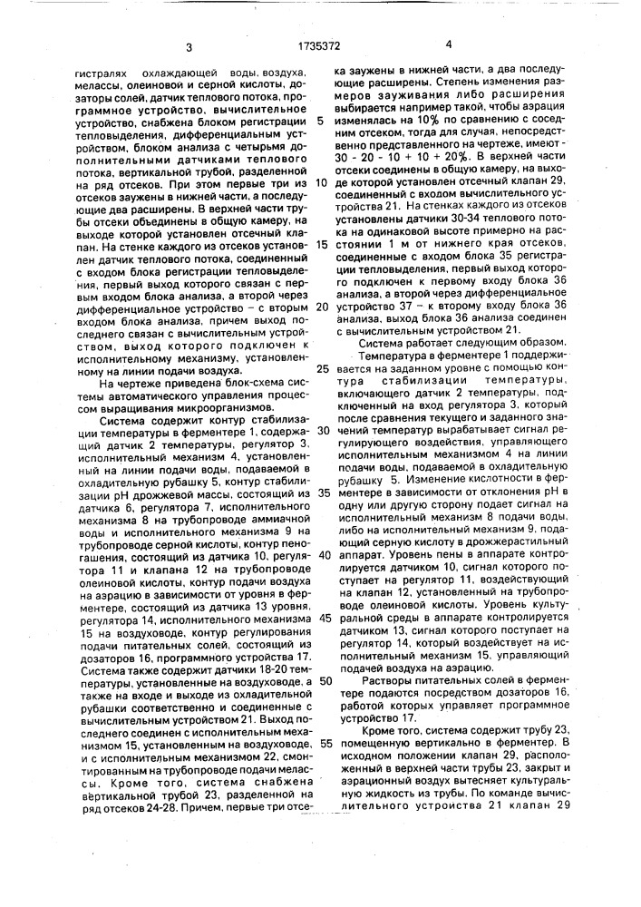 "система автоматического управления процессом выращивания микроорганизмов" в ферментере" (патент 1735372)