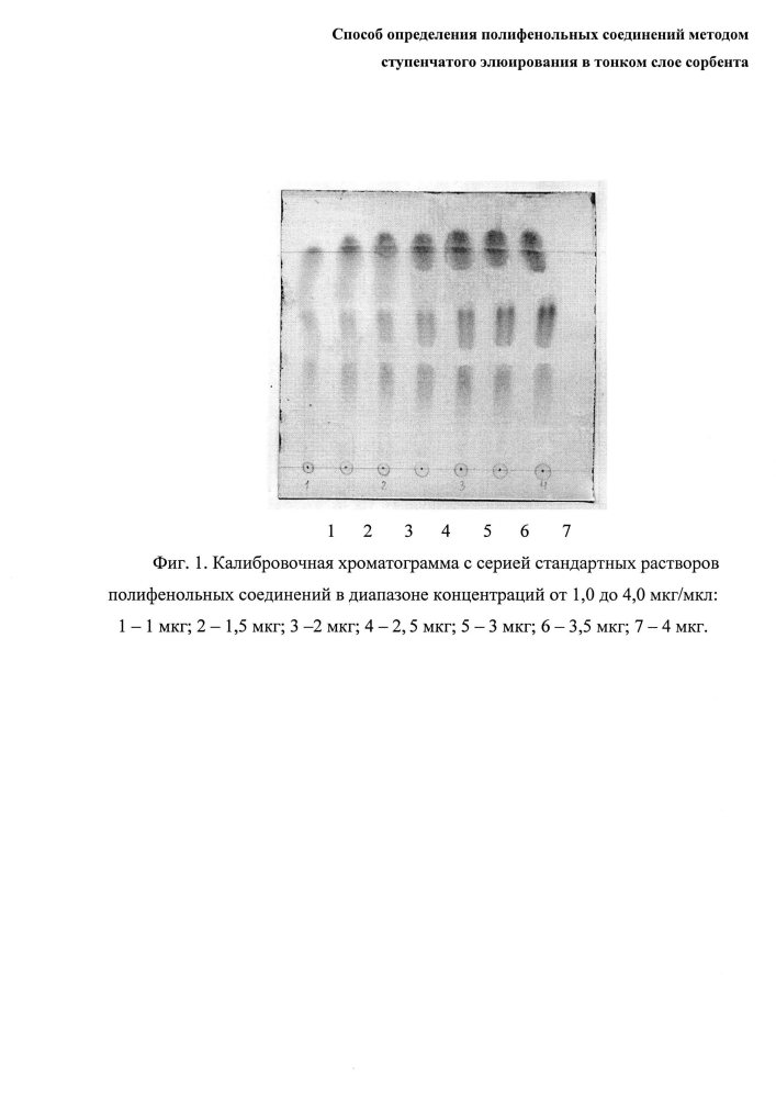 Способ определения полифенольных соединений методом ступенчатого элюирования в тонком слое сорбента (патент 2597661)