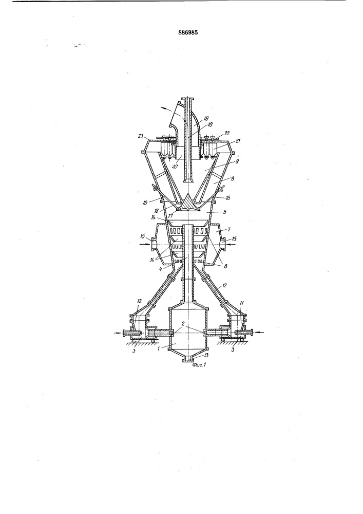 Струйная противоточная мельница (патент 886985)