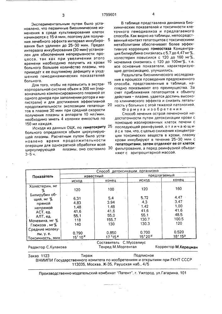 Способ лечения острой печеночной недостаточности (патент 1799601)