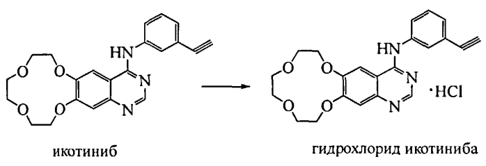 Способы получения икотиниба и гидрохлорида икотиниба, а также их промежуточных соединений (патент 2575006)