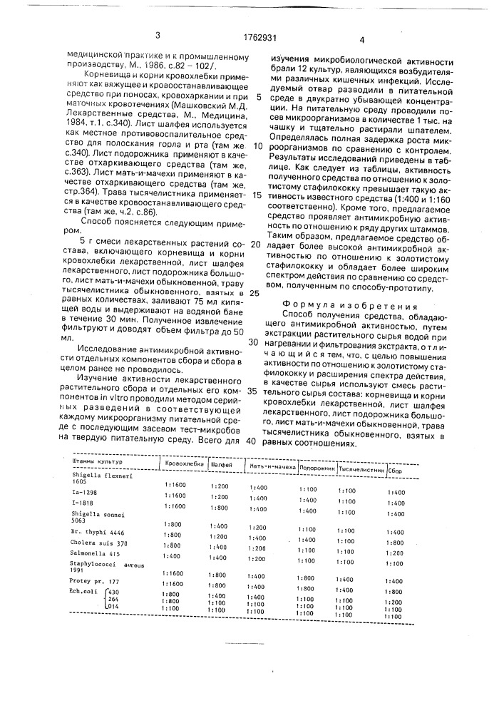 Способ получения средства, обладающего антимикробной активностью (патент 1762931)